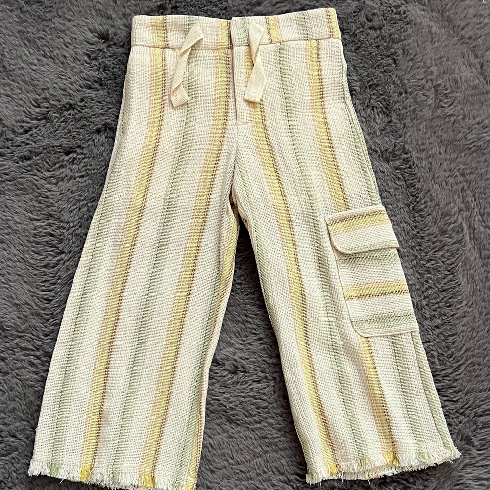 Zara Kids Striped Casual Pants - Cream and Yellow
